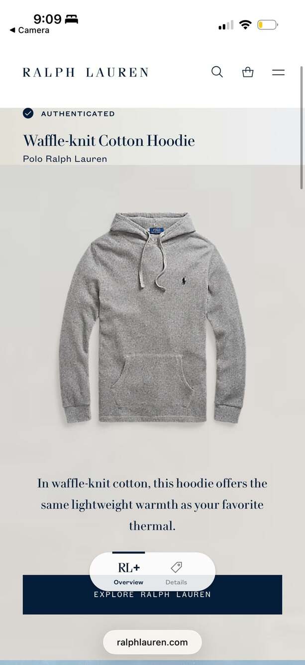Polo Ralph Lauren Waffle-knit Cotton Hoodie Grey